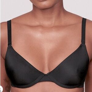 Nwot CUUP The Triangle Micro Bra Underwire Black Shiny Minimizer Satin Look Gold